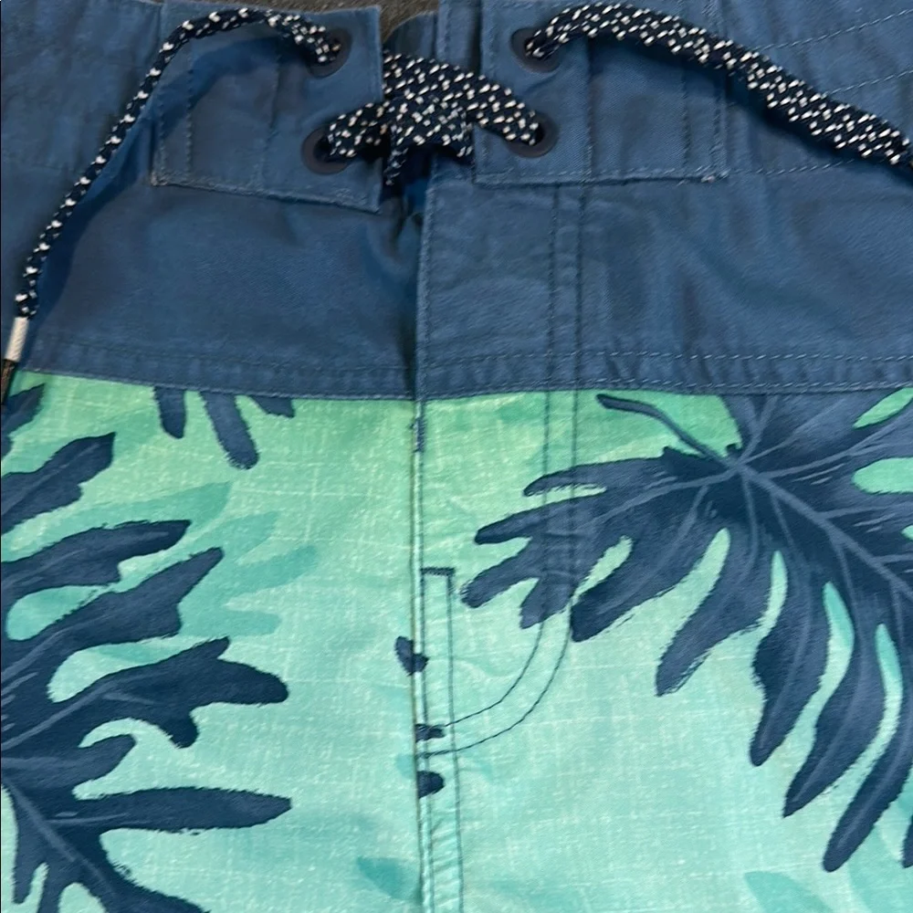 Rip Curl Blue and Green Board Shorts with Tropical Print